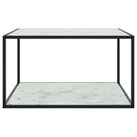 Salontafel met wit marmerglas 90x90x50 cm zwart - thumbnail