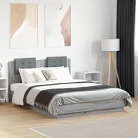Bedframe met hoofdeinde grijs sonoma eiken 120x190 cm - thumbnail