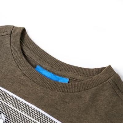 Kindershirt met lange mouwen doelprint 92 gemleerd kakikleurig Kindershirt met lange mouwen doelprint 92 gemleerd kakikleurig