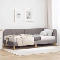 Hoekbedframe met matras met hoofdeinde Taupe 100 x 200 cm Stof - thumbnail