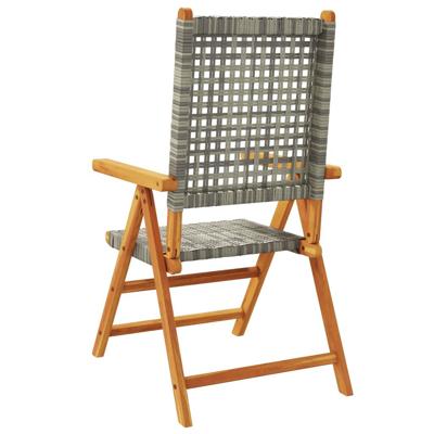 Tuinstoelen 4 st verstelbaar poly rattan en massief hout grijs