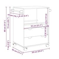 Keukentrolley OTTA 71x45x80 cm massief grenenhout - thumbnail