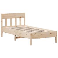 Bedframe met hoofdbord massief grenenhout 90x190 cm - thumbnail