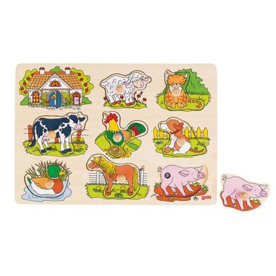 Goki noppenpuzzel boerderijdieren met geluid