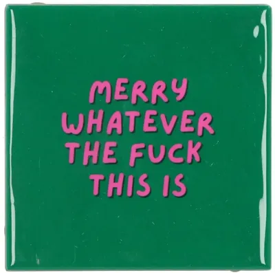 Daan Kromhout Design tegeltje keramiek merry whatever 10x10cm groen