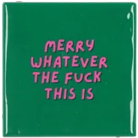 Daan Kromhout Design tegeltje keramiek merry whatever 10x10cm groen - thumbnail