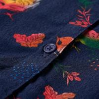 Kinderjurk met lange mouwen vogelprint 104 marineblauw - thumbnail