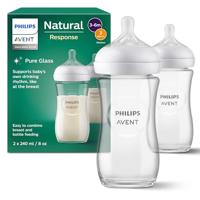 Set van 2 glazen flesjes 240 ml Philips AVENT Natural Response doorzichtig - thumbnail
