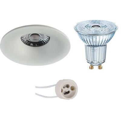 LED Spot Set - OSRAM Parathom PAR16 930 36D - Pragmi Nora Pro - GU10 Fitting - Dimbaar - Inbouw Rond - Mat Wit - 3.7W - Warm Wit 3000K - Ø82mm