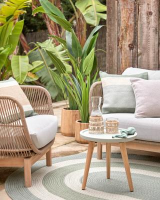 Kave Home Bijzettafel 'Lucy' Beton en rubberhout, 40cm