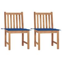 Tuinstoelen 2 st met kussens massief teakhout - thumbnail
