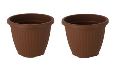 Bloempot Terra voor binnen & buiten - hoogwaardig kunststof - Ø 12.5 x H 10 cm - set 2 stuks