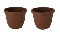 Bloempot Terra voor binnen & buiten - hoogwaardig kunststof - Ø 12.5 x H 10 cm - set 2 stuks - thumbnail