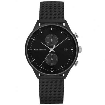 Paul Hewitt PH Watch Chrono Line Black IP Black/SS Mesh 42mm PH-C-B-BSS-5M