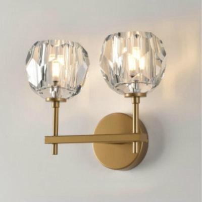 Muur lamp Villa Hotel muur lamp slaapkamer bed Crystal wand lamp stroombron: zonder lichtbron (dubbele kop goud)