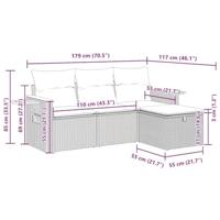 4-delige Loungeset met kussens poly rattan zwart - thumbnail