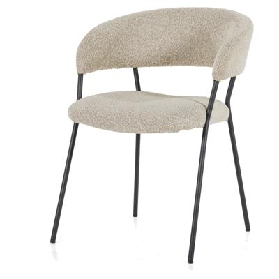 Eleonora Eetkamerstoel 'Luka' Bouclé, kleur Taupe Eleonora Eetkamerstoel 'Luka' Bouclé, kleur Taupe