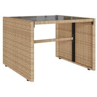 4-delige Loungeset met kussens poly rattan beige - thumbnail
