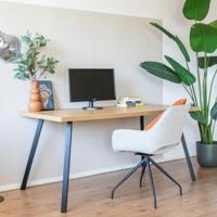 Eetkamerstoel Halfweg - Creme - Textiel - thumbnail