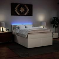 Boxspring met matras kunstleer wit 160x200 cm - thumbnail