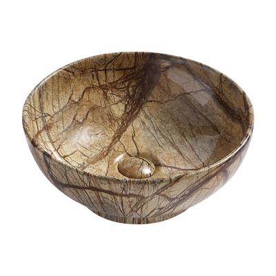 Opbouw Waskom BWS Wanda Rond Model 41x18 cm Wood Bruin Marmerlook