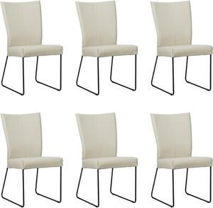 Set van 6 Crème leren industriële eetkamerstoelen Mate - Toledo Leer Nebbia (crème leer)