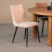 LABEL51 Eetkamerstoel Riv - Naturel - Stof - Black Frame - thumbnail