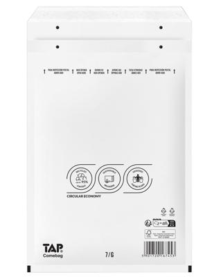 Comebag luchtkussenenveloppen, ft 230 x 340 mm, met stripsluiting, wit, doos van 100 stuks