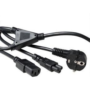 ACT AK5166 230V Stroomkabel CEE7/7 Male (Haaks)/1x C13 + 1x C5 - 1,8 meter