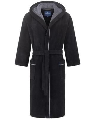 Morgenstern Morgenstern herenbadjas met capuchon Daniel chromezwart/petrol Maat L
