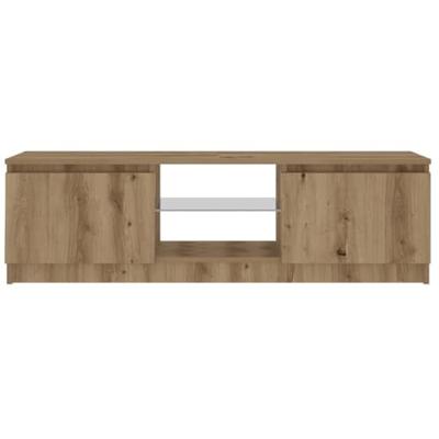 Tv-meubel met LED 120x30x36 cm bewerkt hout artisanaal eiken