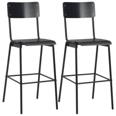 VidaXL Barstoelen 2 st massief multiplex staal zwart