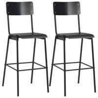 VidaXL Barstoelen 2 st massief multiplex staal zwart - thumbnail