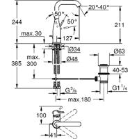 Grohe Essence New L-size wastafelkraan met trekwaste chroom - thumbnail