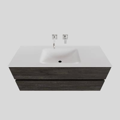 Badkamermeubel Solid Surface BWS Oslo 120x46 cm Midden Wood Dark Brown (0 kraangaten) Badkamermeubel Solid Surface BWS Oslo 120x46 cm Midden Wood Dark Brown (0 kraangaten)