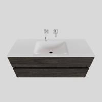 Badkamermeubel Solid Surface BWS Oslo 120x46 cm Midden Wood Dark Brown (0 kraangaten) - thumbnail