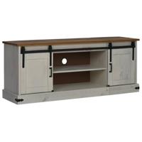 Tv-meubel HALDEN 2 schuifdeuren 150x40x60 cm massief hout wit - thumbnail