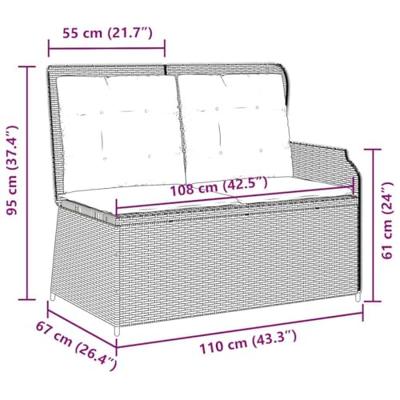 Tuinbankje verstelbaar met kussens poly rattan beige Tuinbankje verstelbaar met kussens poly rattan beige