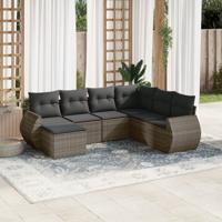 8-delige Loungeset met kussens poly rattan grijs - thumbnail