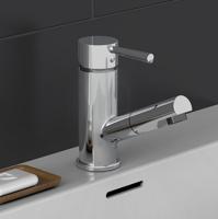 Wastafelkraan Opbouw Schütte Cornwall Eéngreepsmengkraan met Uittrekbare Mousseur Geluidloos Chroom - thumbnail