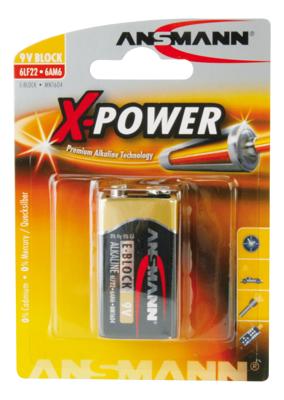 ANSMANN X-Power alkaline batterij 9 V E-blok. 1 Stuk zwart