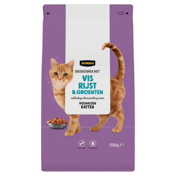Jumbo Brokkenmix met Vis Rijst & Groenten Katten Volwassen 1,5 kg Jumbo Brokkenmix met Vis Rijst & Groenten Katten Volwassen 1,5 kg