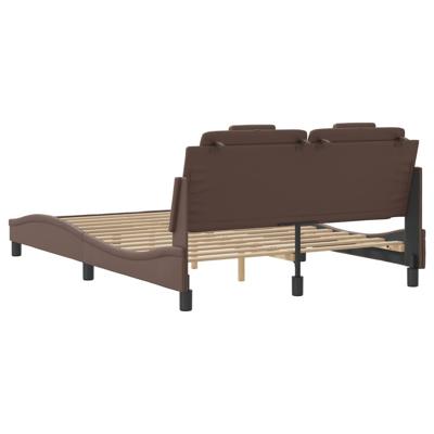 Bedframe met hoofdbord kunstleer bruin 140x200 cm