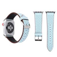 Voor Apple Watch Series 3 & 2 & 1 42mm eenvoudige mode lederen gat patroon horlogebandje (blauw) - thumbnail