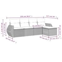 5-delige Loungeset met kussens poly rattan beige - thumbnail