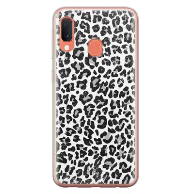 Samsung Galaxy A20e siliconen telefoonhoesje - Luipaard grijs