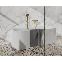 Fortifura Calvi Thermostatische badkraan met ronde handdouche, handdouchehouder en metalen doucheslang Geborsteld Messing PVD (Goud) SW799449/SW720567/SW720226/SW706206 - thumbnail