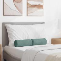 VidaXL Bolster kussens 2 stuks zeegroen ø 15 x 40 cm cordstof - thumbnail