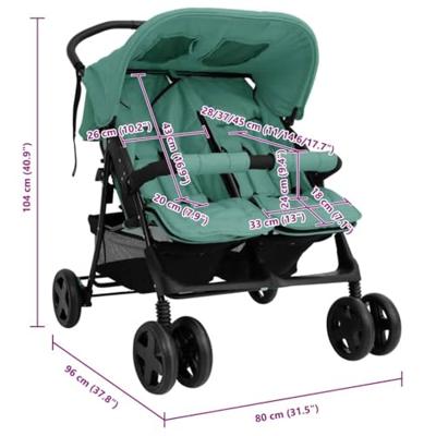 VidaXL Tweelingkinderwagen staal groen VidaXL Tweelingkinderwagen staal groen