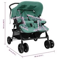 VidaXL Tweelingkinderwagen staal groen - thumbnail